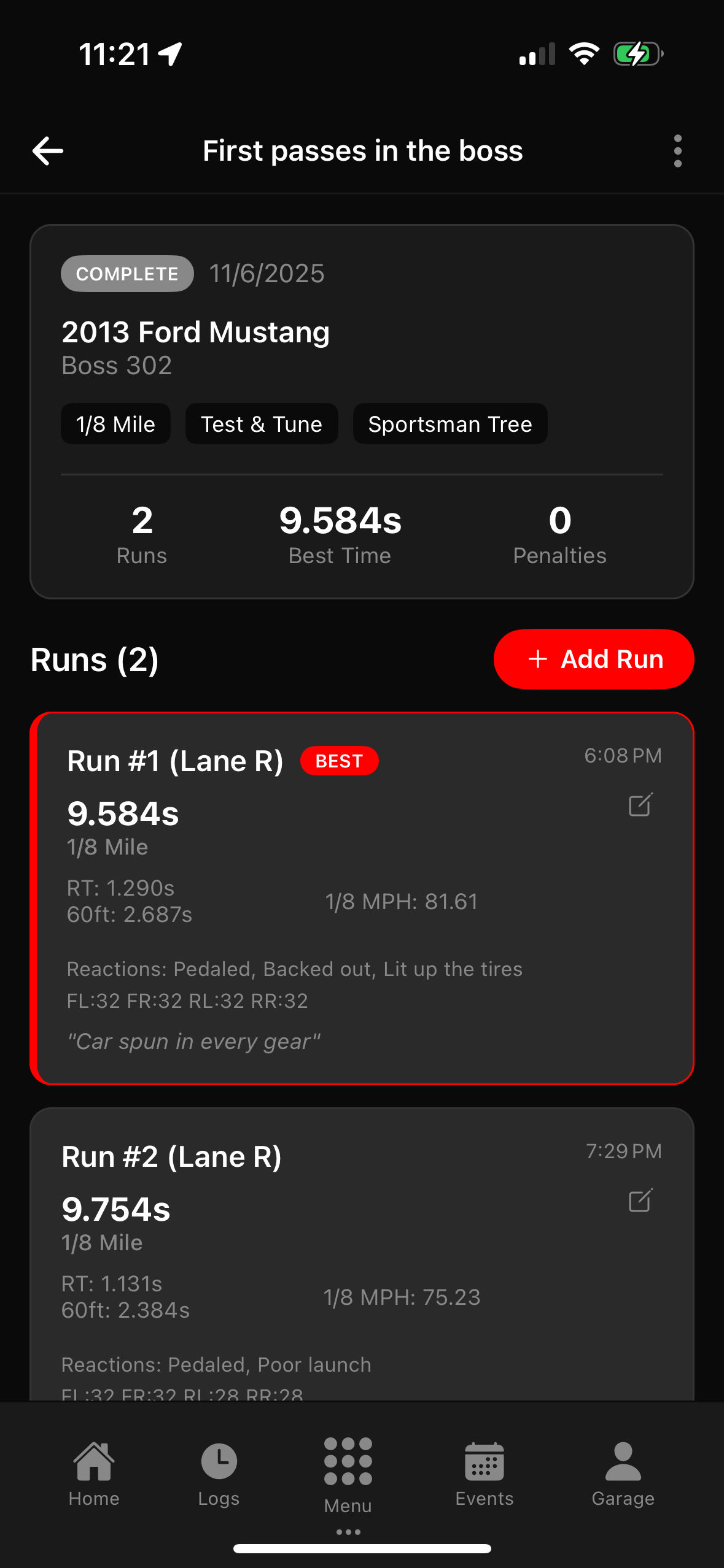 Builds app activity log